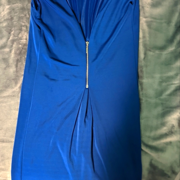 EUC ZARA Trafaluc Cerulean Blue sleeveless pleated back sheath dress. Size small - Picture 6 of 7